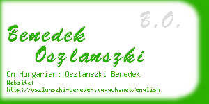benedek oszlanszki business card